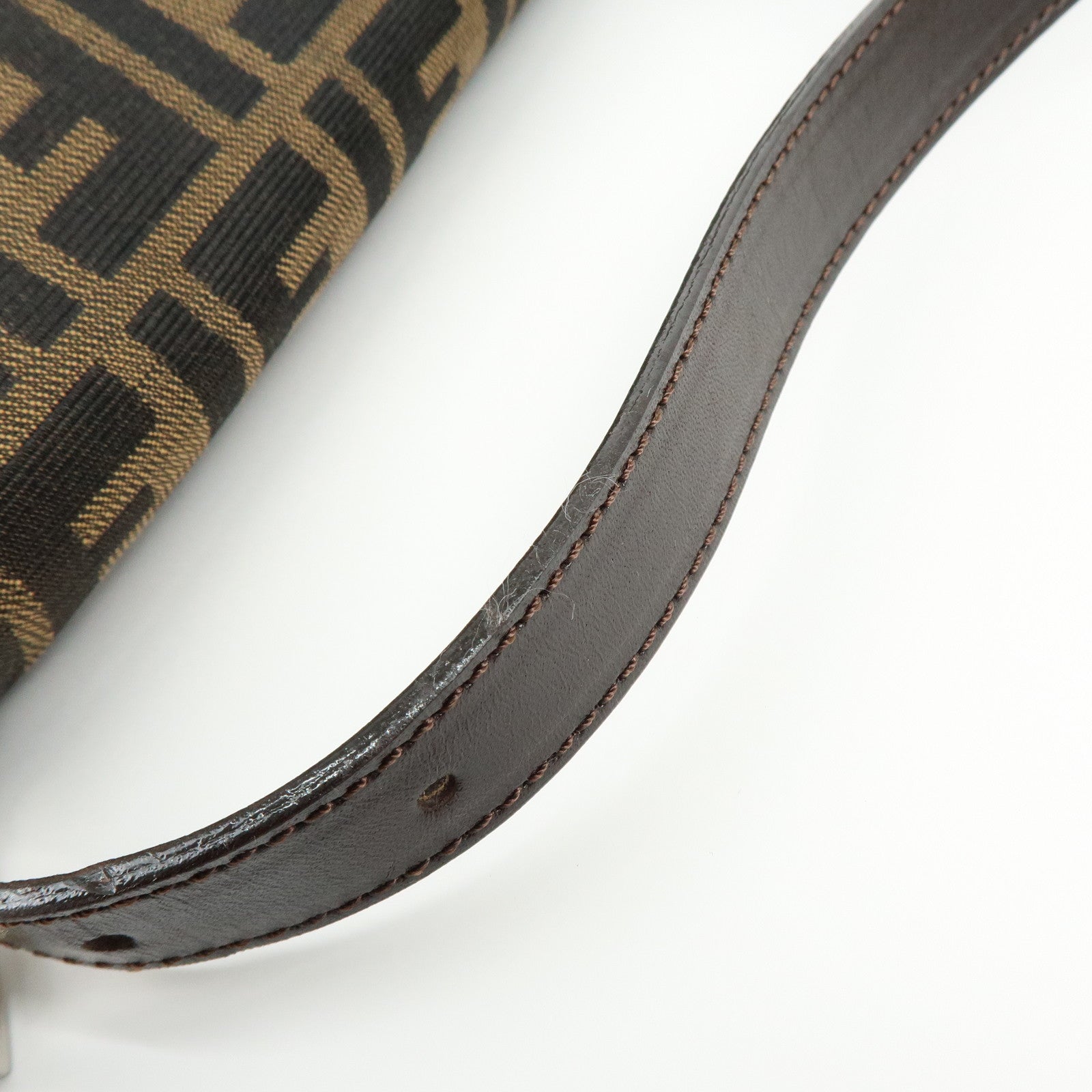 FENDI Mamma Baguette Zucca Canvas Leather Shoulder Bag Hand Bag 26325