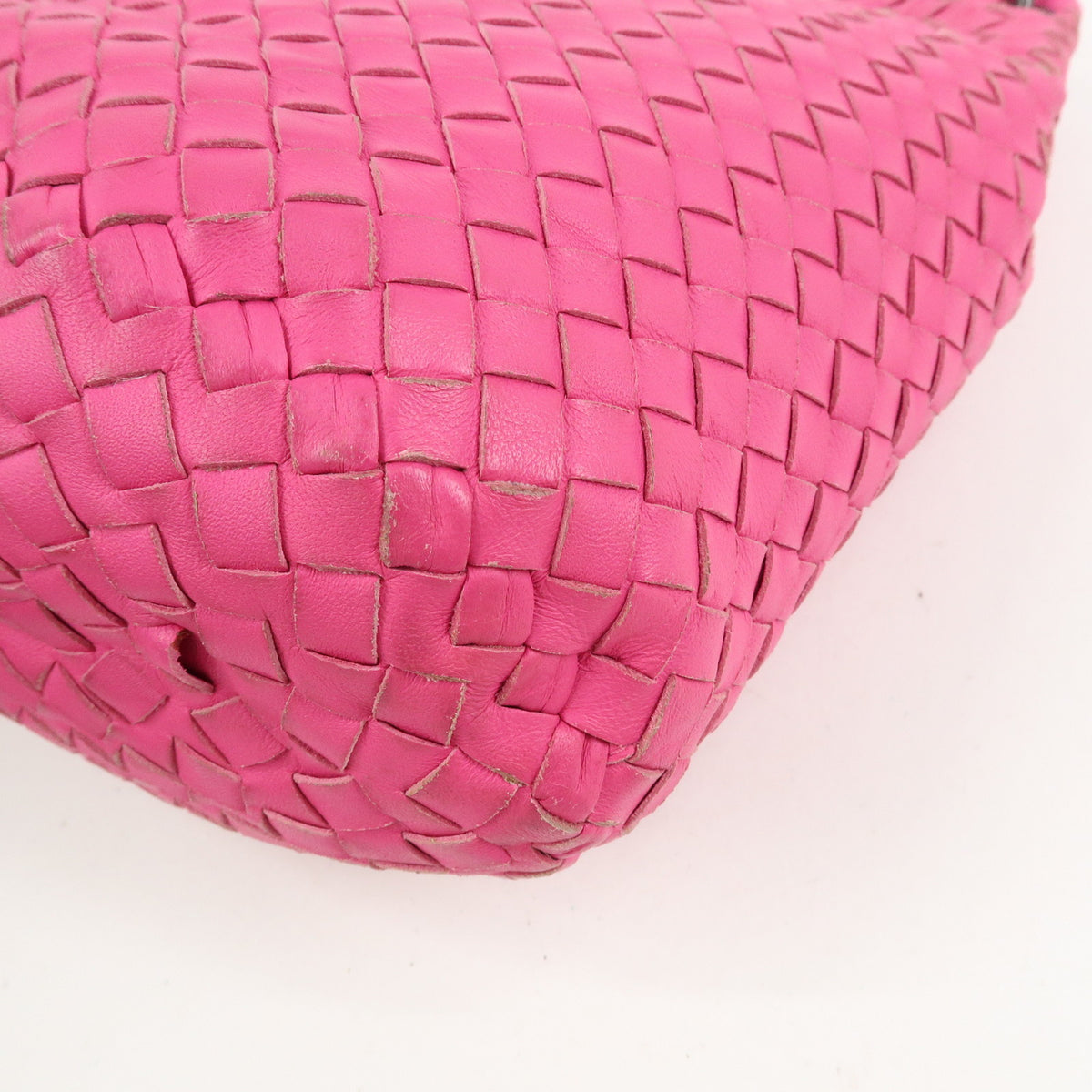 BOTTEGA VENETA Intrecciato Leather Bucket Shoulder Bag Pink