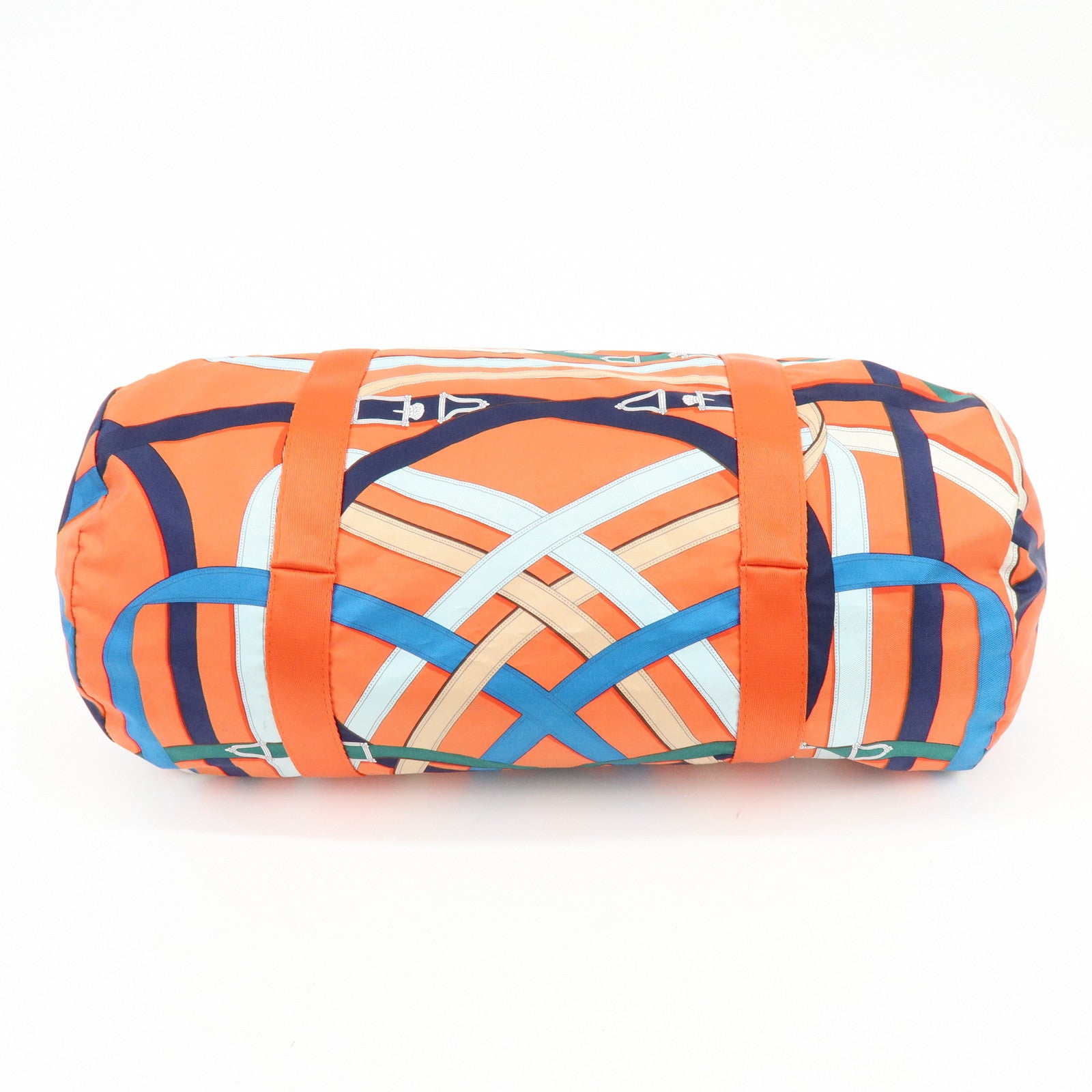 HERMES Airsilk Duffle 38 Silk Leather Shoulder Bag Hand Bag Orange