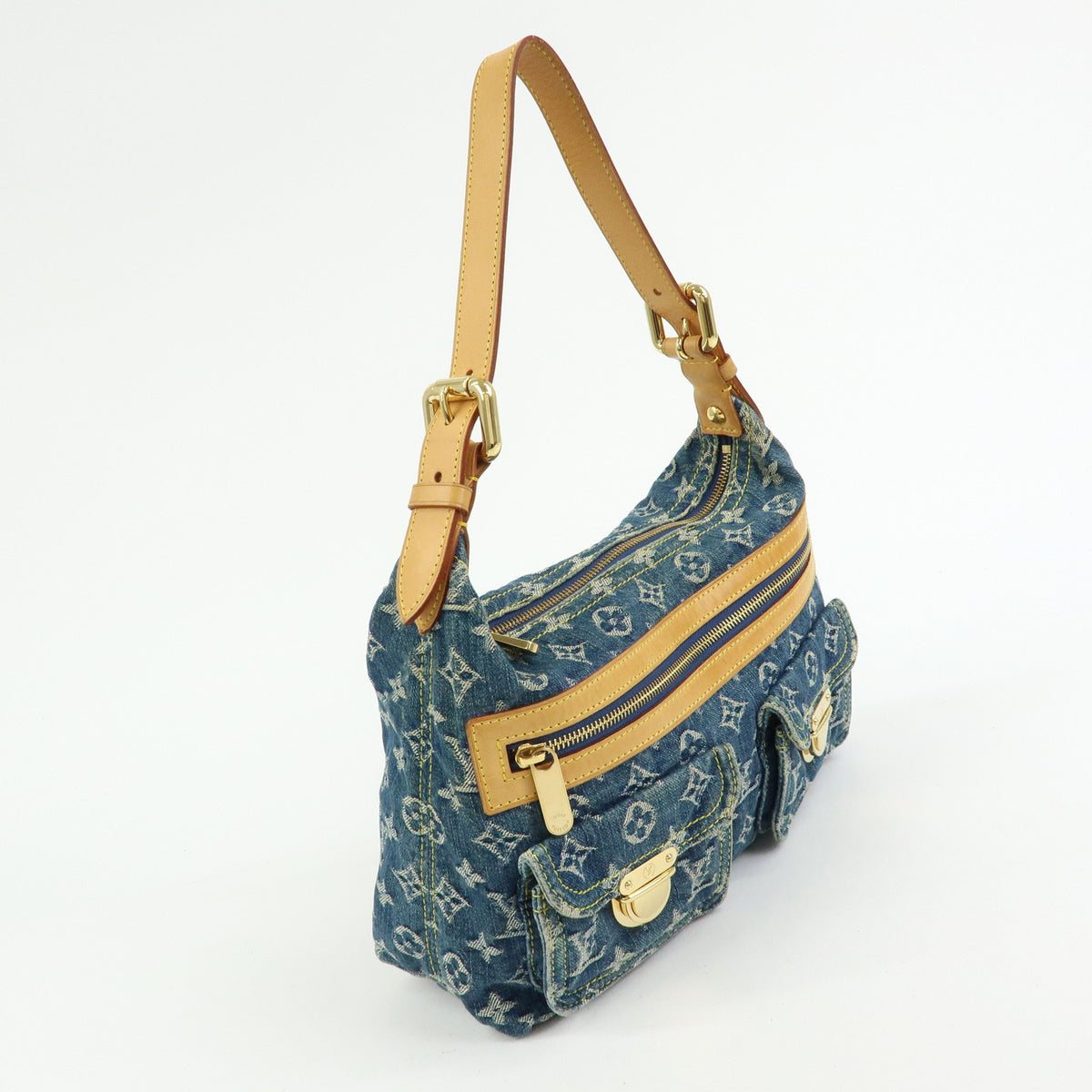 Louis Vuitton Monogram Denim Baggy PM 2Way Bag Shoulder Bag Blue M95049