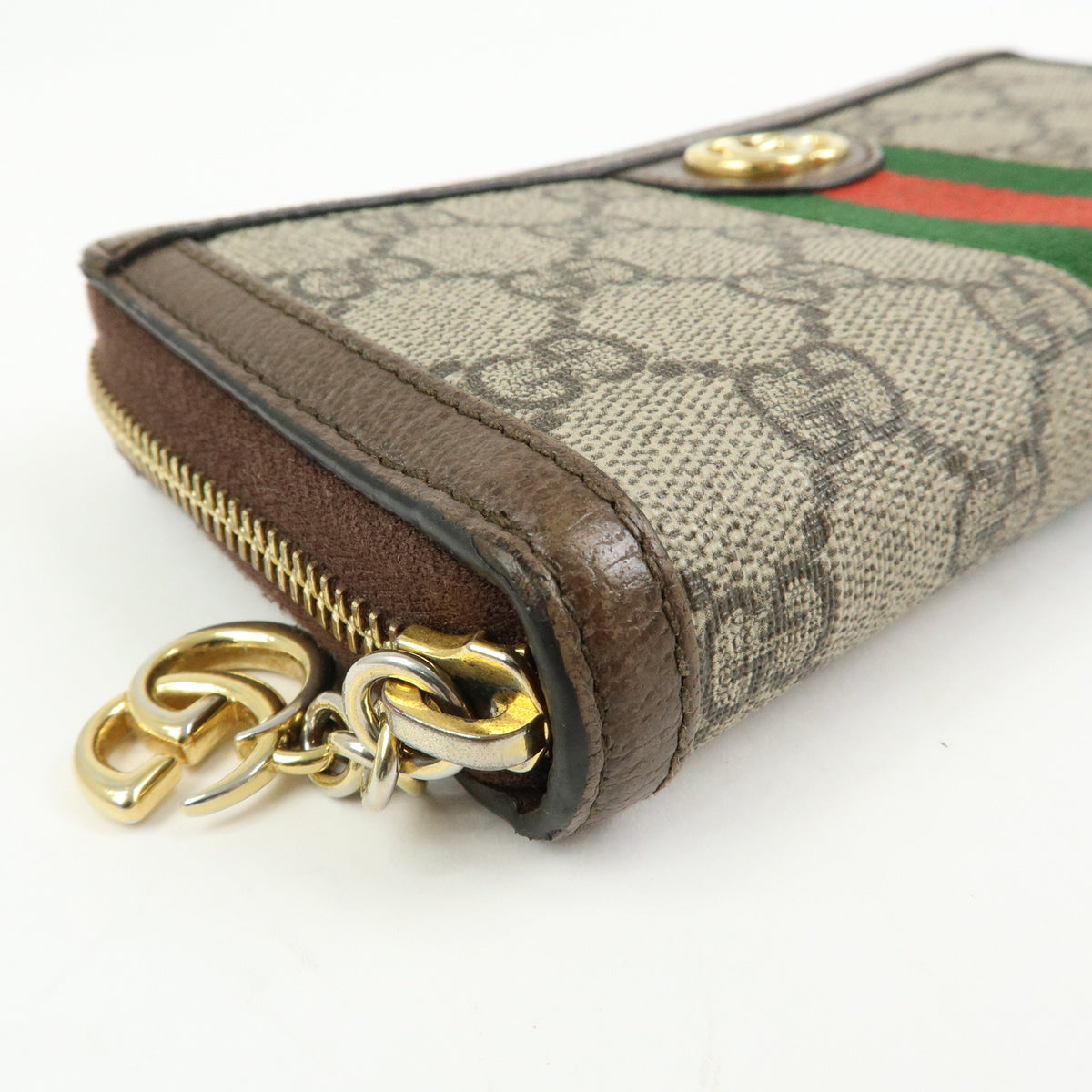 GUCCI Ophidia Sherry GG Supreme Leather Round Zippy Wallet 523154