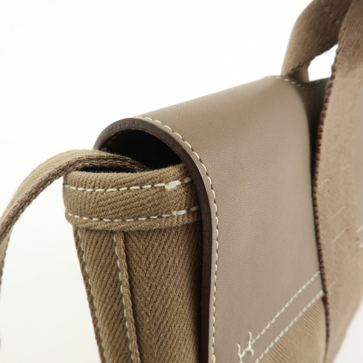 HERMES Valparaiso Long PM Calf Skin Tote Bag Hand Bag Etoupe