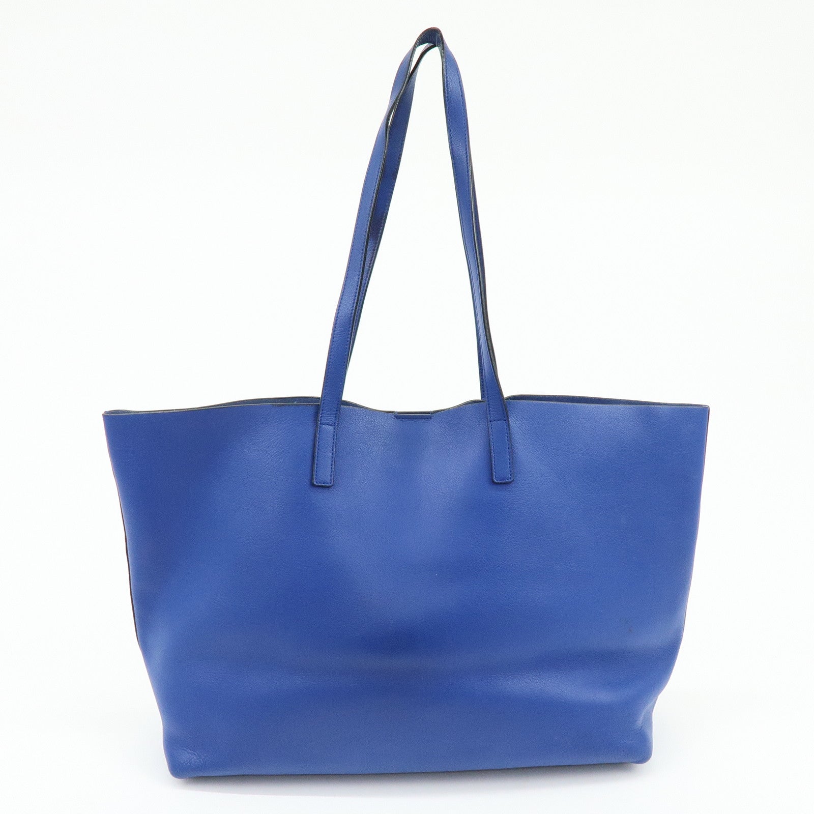 SAINT LAURENT PARIS Cassandra Leather Sac Shopping Bag Blue 394195