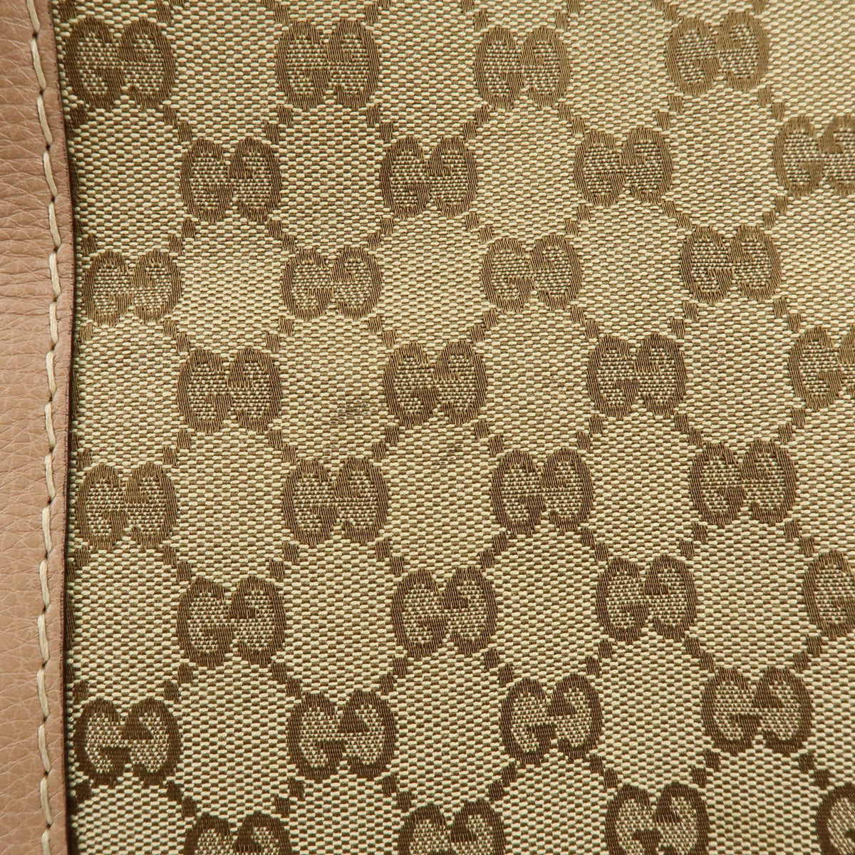 GUCCI Bamboo GG Canvas Leather Tote Bag Beige Brown Pink 232947