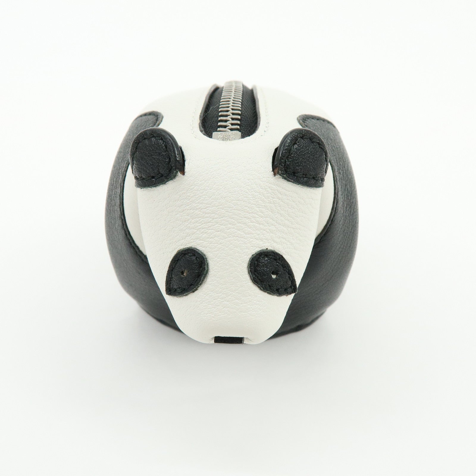 LOEWE PANDA Animal Leather Coin Case Coin Purse White Black