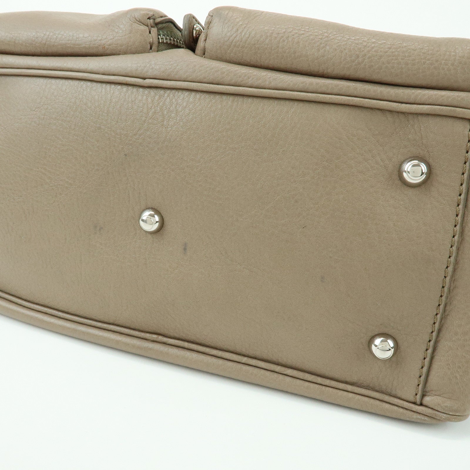 TOD'S Multiple Pocket Leather Shoulder Bag Hand Bag Beige