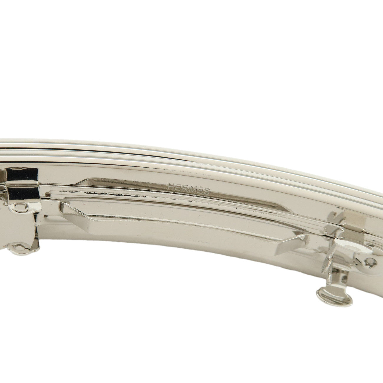 HERMES Roulis PM Metal Hair Accessory Hair Clip Silver Pink