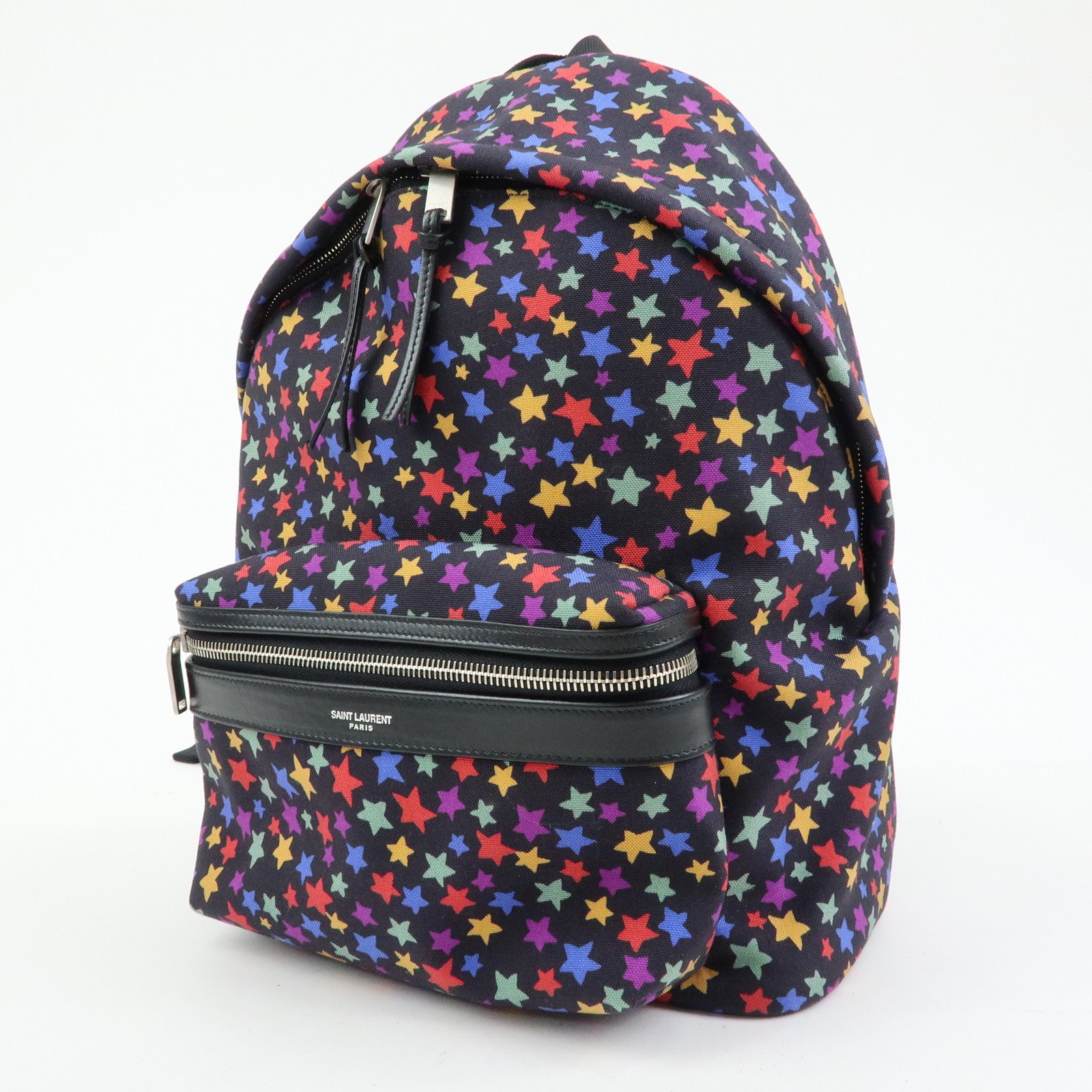 SAINT LAURENT PARIS City Canvas Leather Backpack Star Pattern 508548