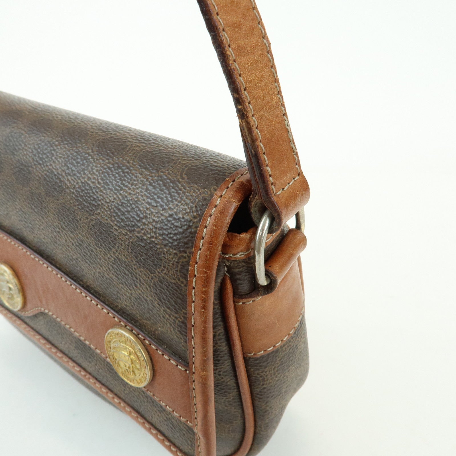CELINE Macadam PVC Leather Shoulder Bag Crossbody Bag Brown