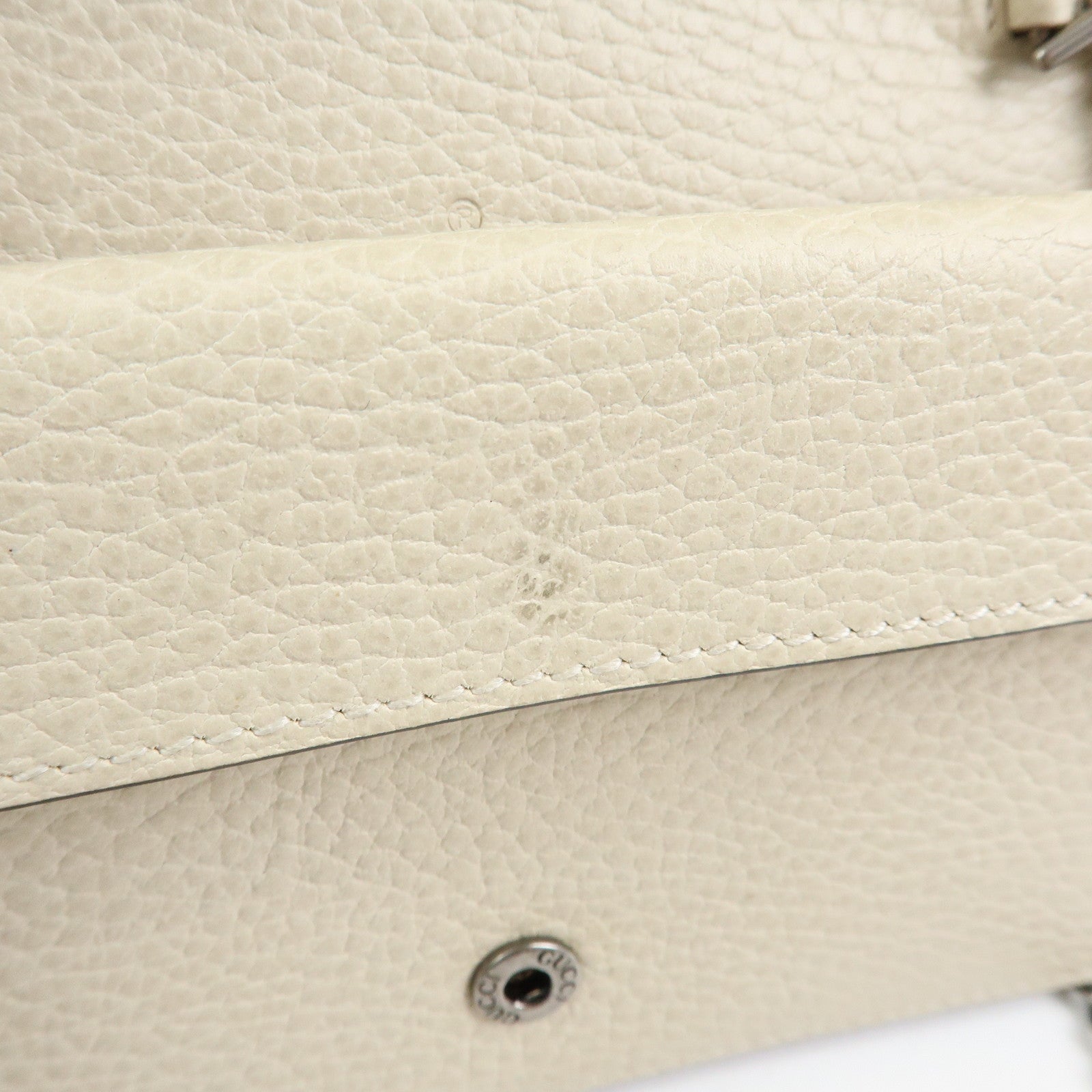 GUCCI Dionysus Super Mini Bag Leather Chain Shoulder Bag White 476432