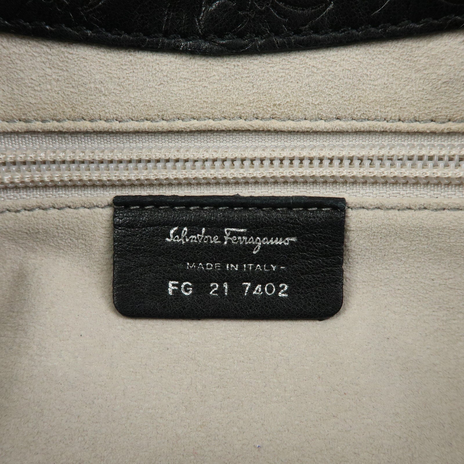 Ferragamo Gancini Embossed Flower Leather Shoulder Bag Black