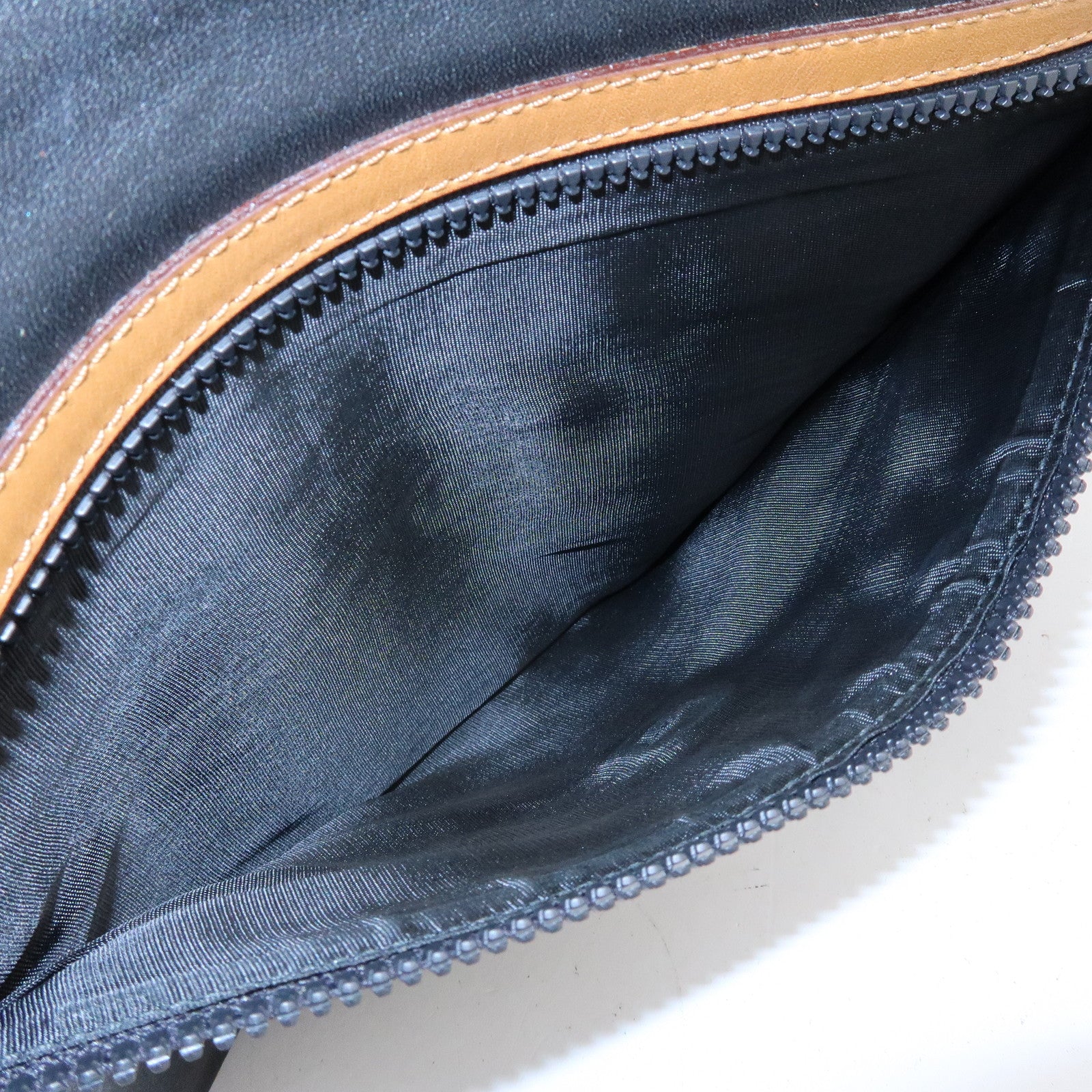 CELINE Macadam Leather Clutch Bag Flat Pouch Black