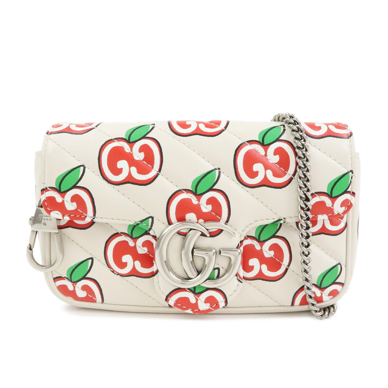 GUCCI GG Marmont Apple Chain Shoulder BAg Crossbody Bag Ivory 476433