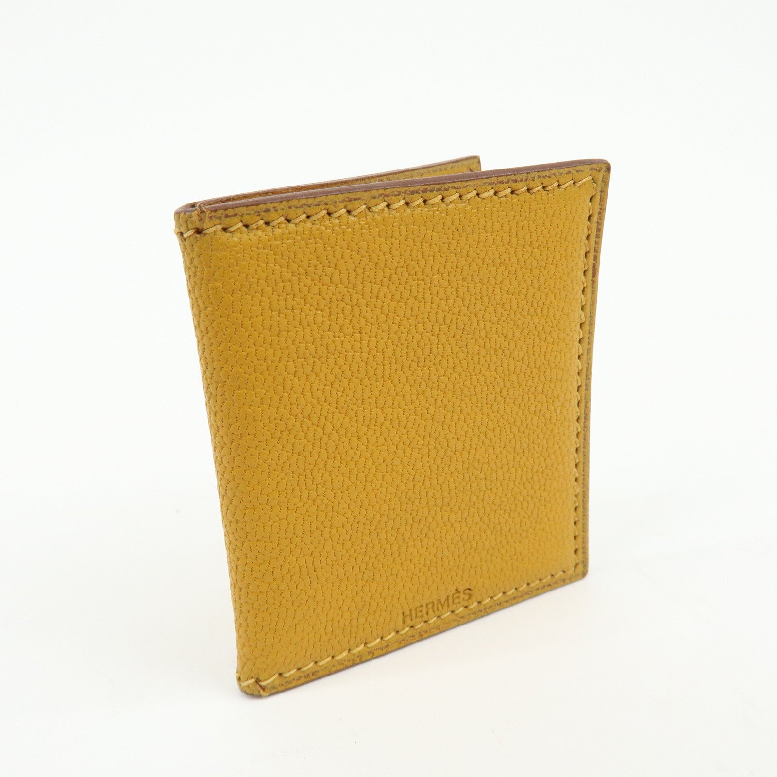 HERMES Leather Mini Photo Case Yellow □F Stamp 2002