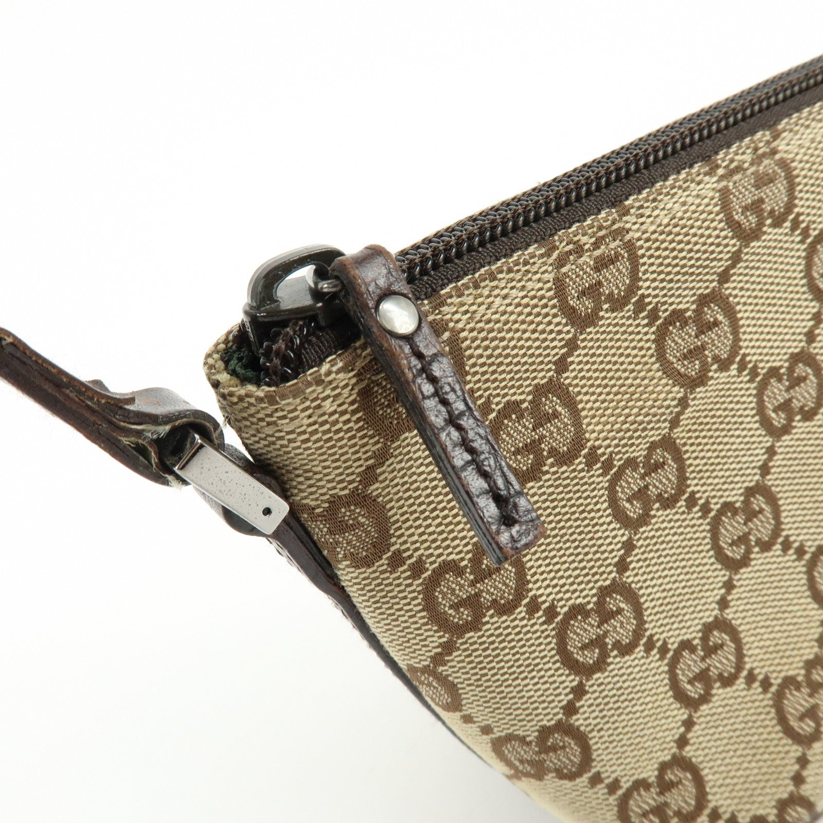 GUCCI Boat Bag GG Canvas Leather Hand Bag Accessory Pouch 07198