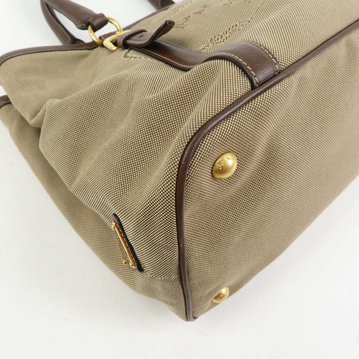 PRADA Triangle Logo Jacquard Canvas Leather 2Way Bag Hand Bag BN2832