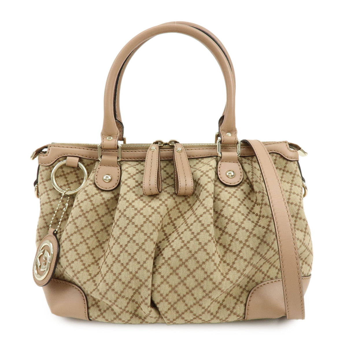 GUCCI Sukey Diamante Interlocking G GG Canvas Leather 2Way Bag 247902