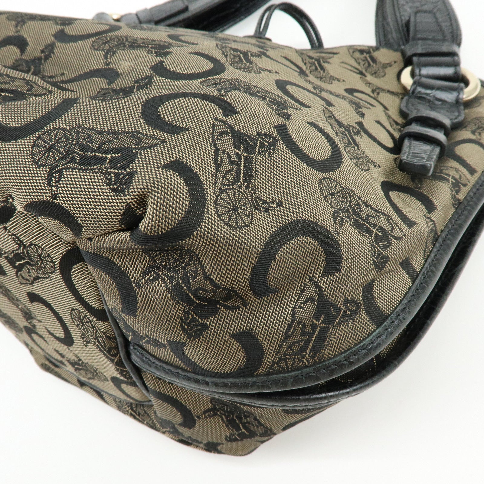 CELINE Bitter Sweet C Sulky Canvas Leather Hand Bag Shoulder Bag Brown