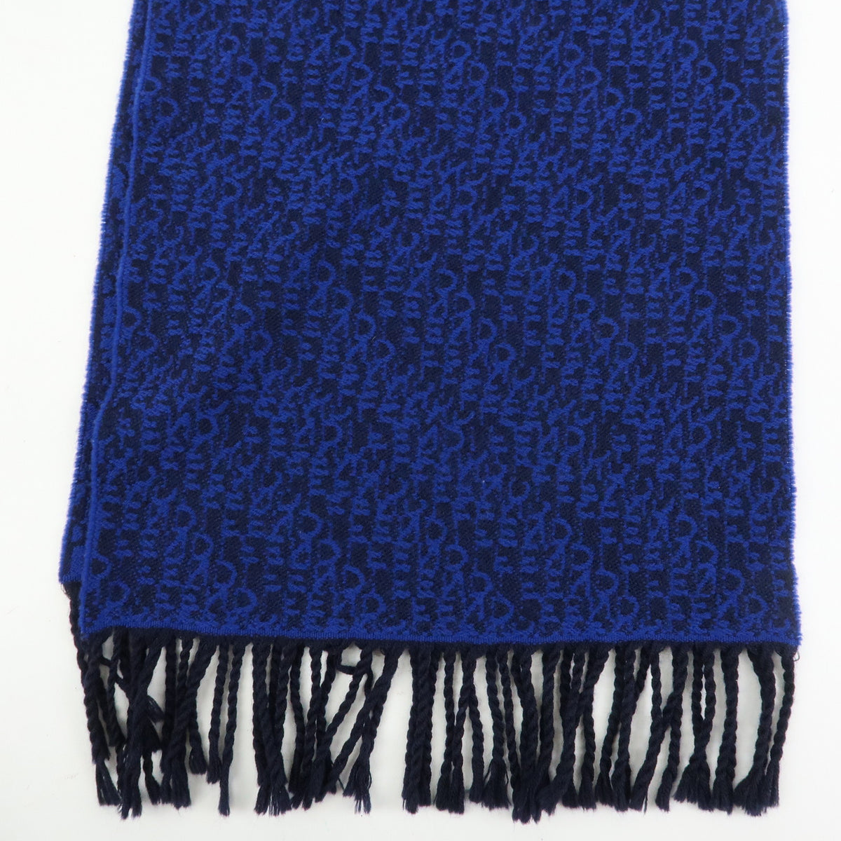 FENDI Zucca Lot of 2 Wool 100% Fringe Scarf Brown Blue