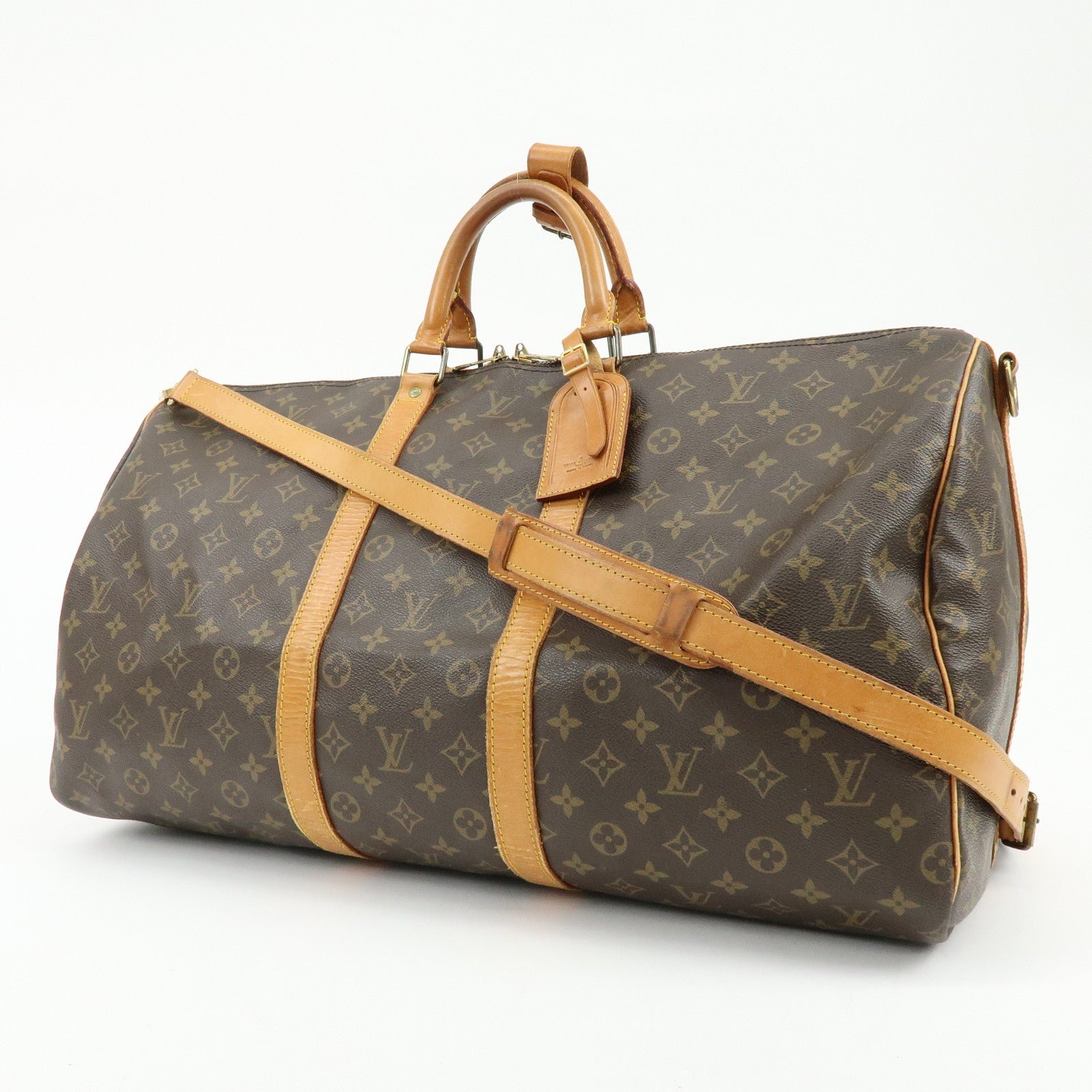 Louis Vuitton Monogram Keep All 55 Bandouliere Boston Bag Brown M56714