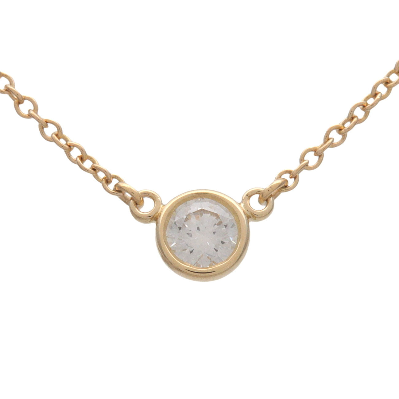 Tiffany & Co By The Yard 1P Diamond Necklace K18 750YG Yellow Gold