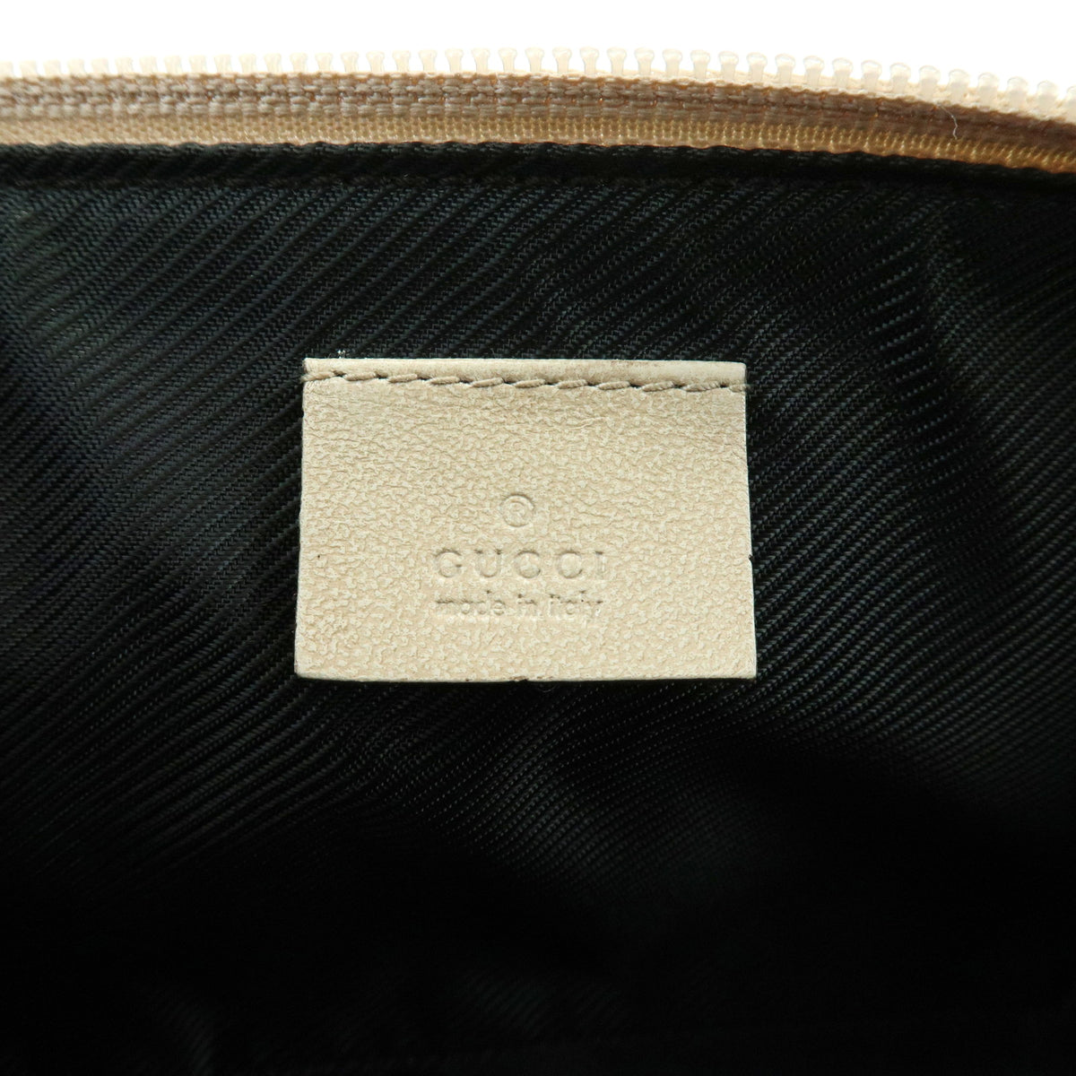 GUCCI Boat Bag GG Canvas Leather Hand Bag Accessory Pouch Beige 07198