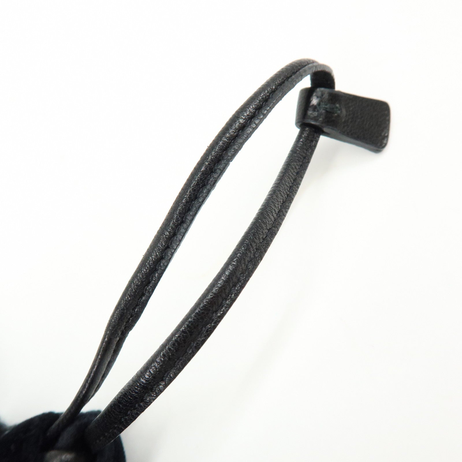 PRADA Logo Velvet Leather Drawstring Pouch Embroidery Black 1MU001