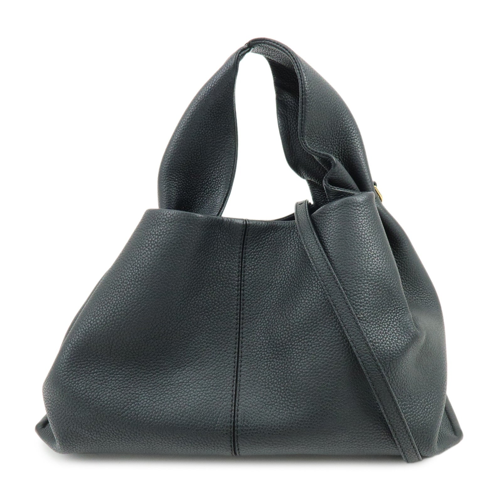 POLENE Numéro Neuf Calf Leather  2Way Bag Hand Shoulder Bag Black
