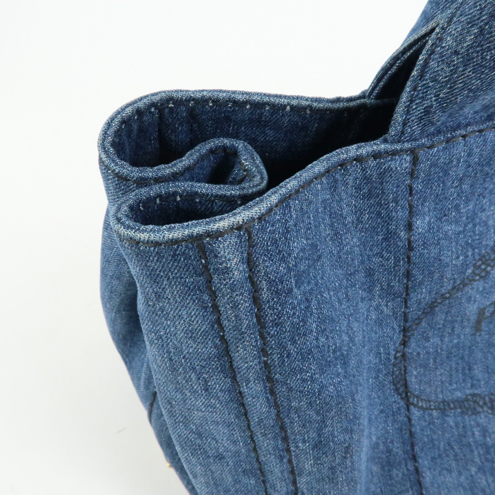 PRADA Canapa Triangle Logo Canvas 2Way Hand Bag Shoulder Bag Denim