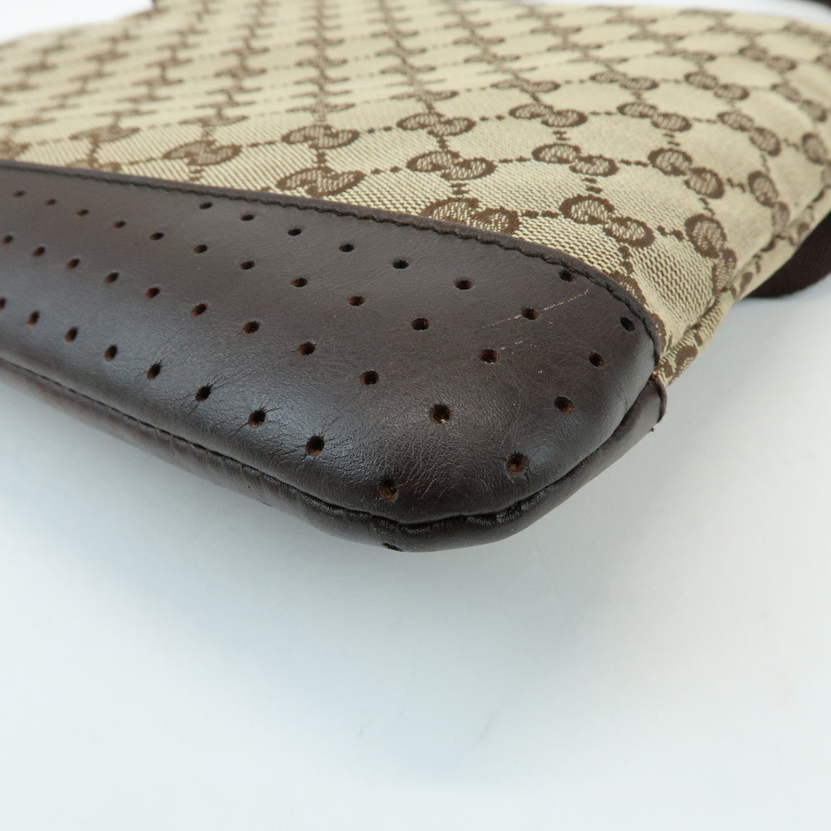 GUCCI GG Canvas Leather Shoulder Bag Crossbody Bag Beige Brown 145857