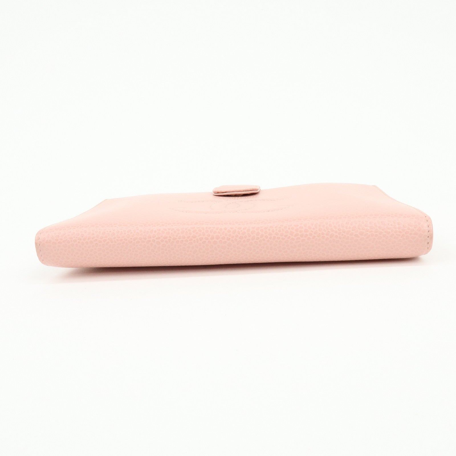 CHANEL COCO Mark Caviarskin Bi-fold Long Wallet Pink A13498