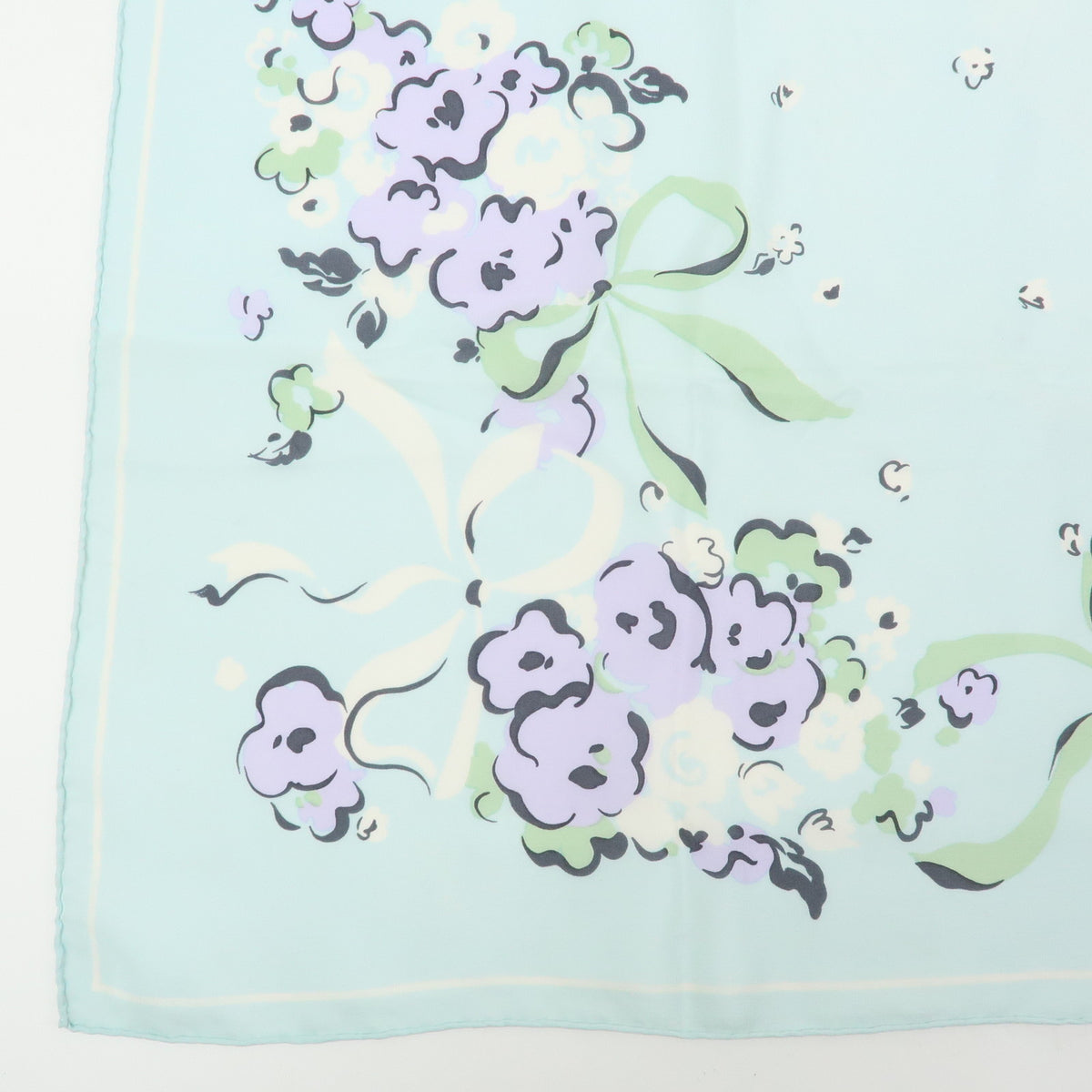 YSL BURBERRY Lot of 2 Silk 100% Scarf Nova Plaid Flower Blue Beige