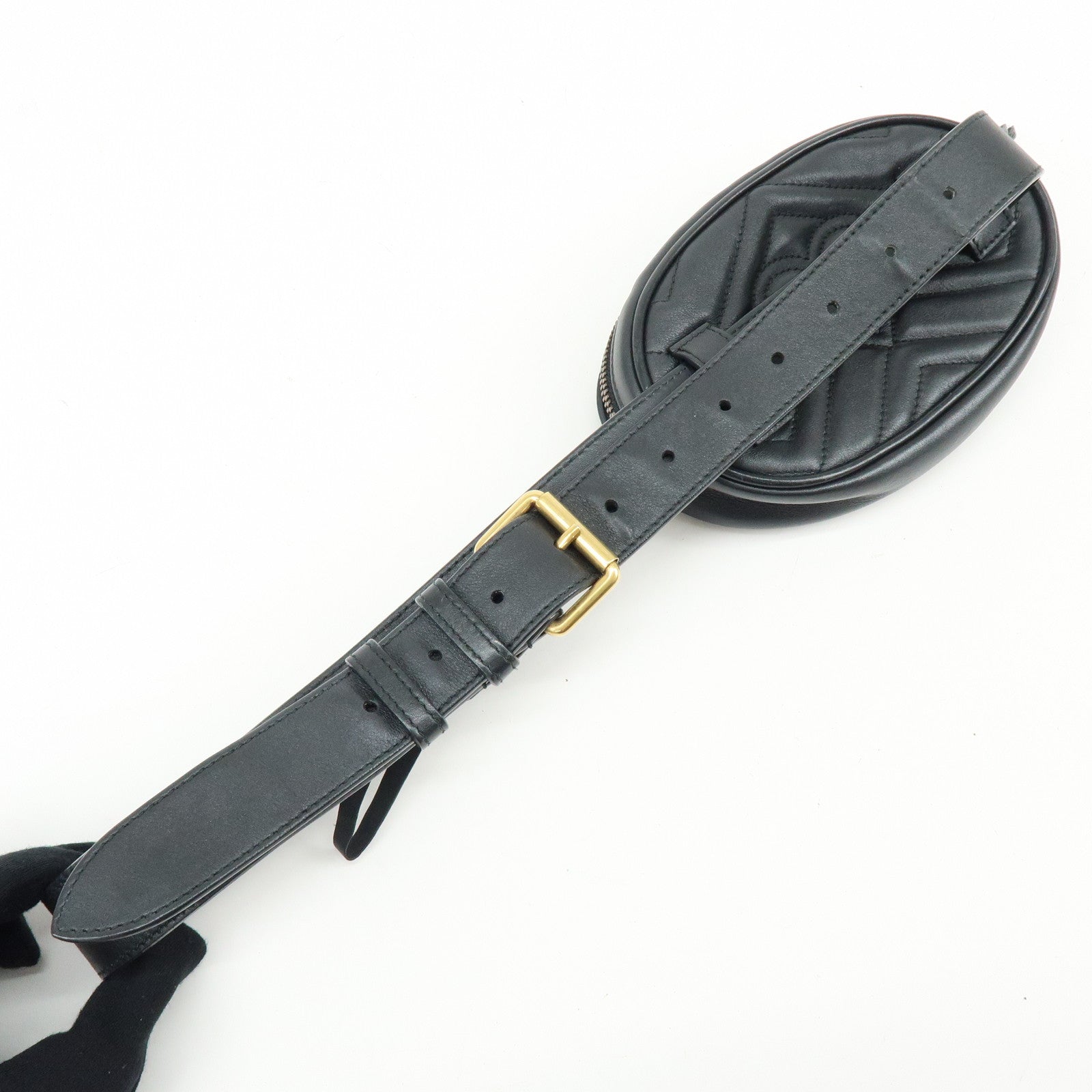GUCCI GG Marmont Leather Waist Bag Crosbody Bag Black 476434