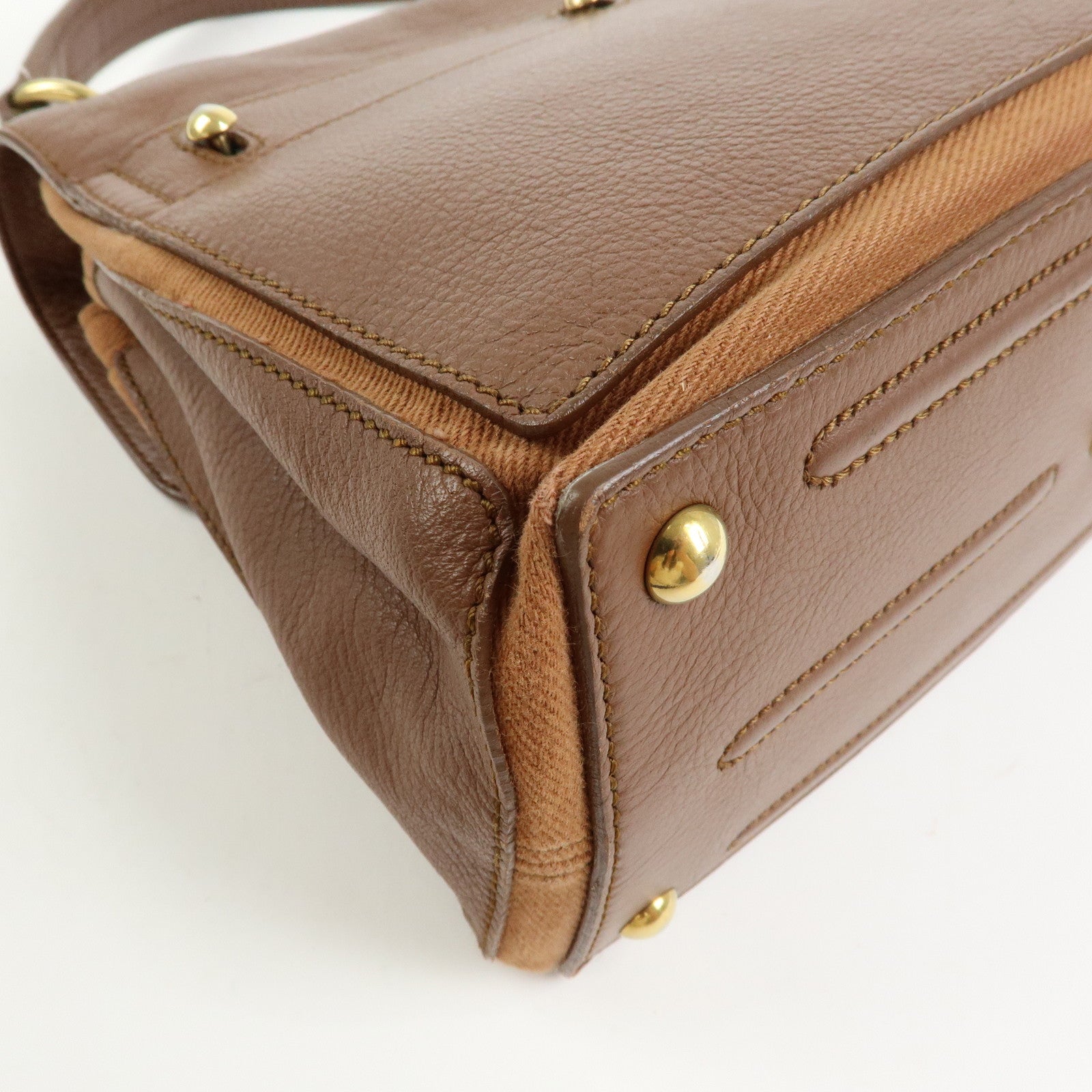 SAINT LAURENT PARIS Muse Two Leather Hand Bag Brown 289278