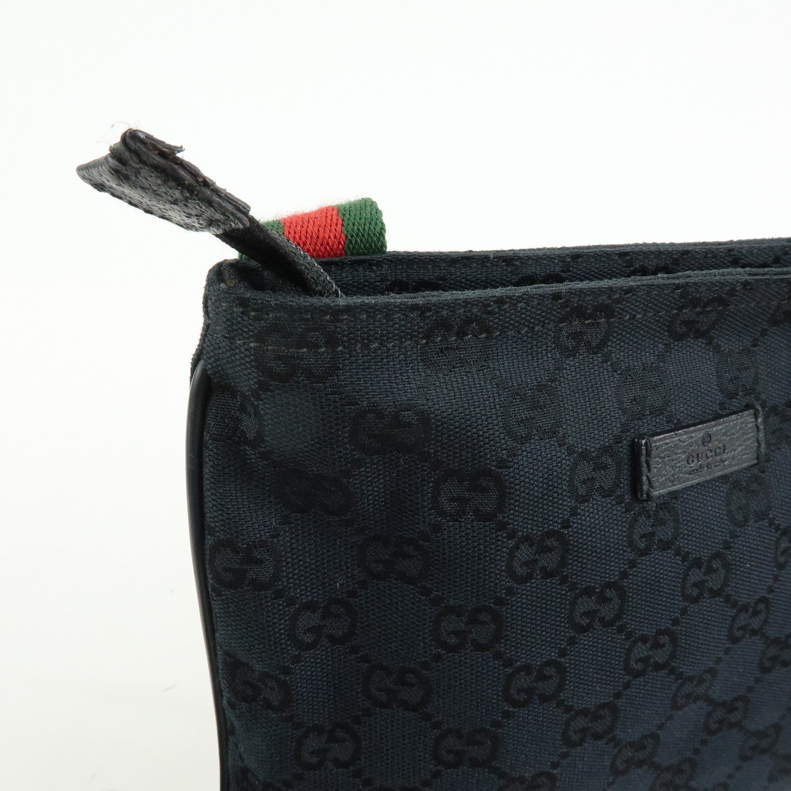 GUCCI Sherry GG Canvas Leather Shoulder Bag Messenger Bag Black