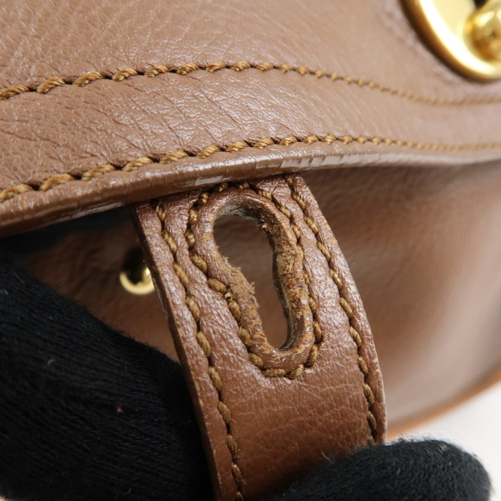 SAINT LAURENT PARIS Muse Two Leather Hand Bag Brown 289278