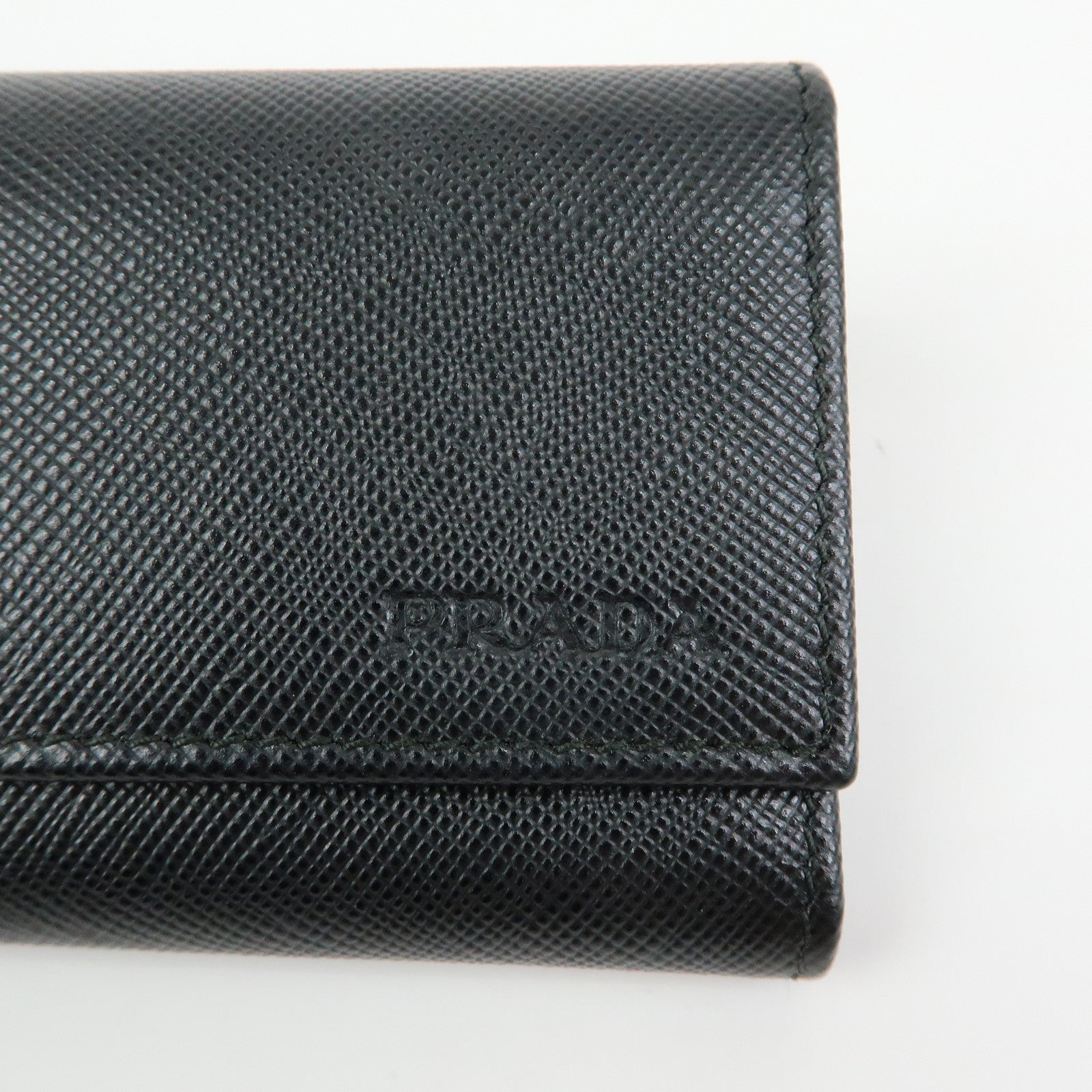 PRADA Saffiano Leather 6 Rings Key Case Key Holder Black