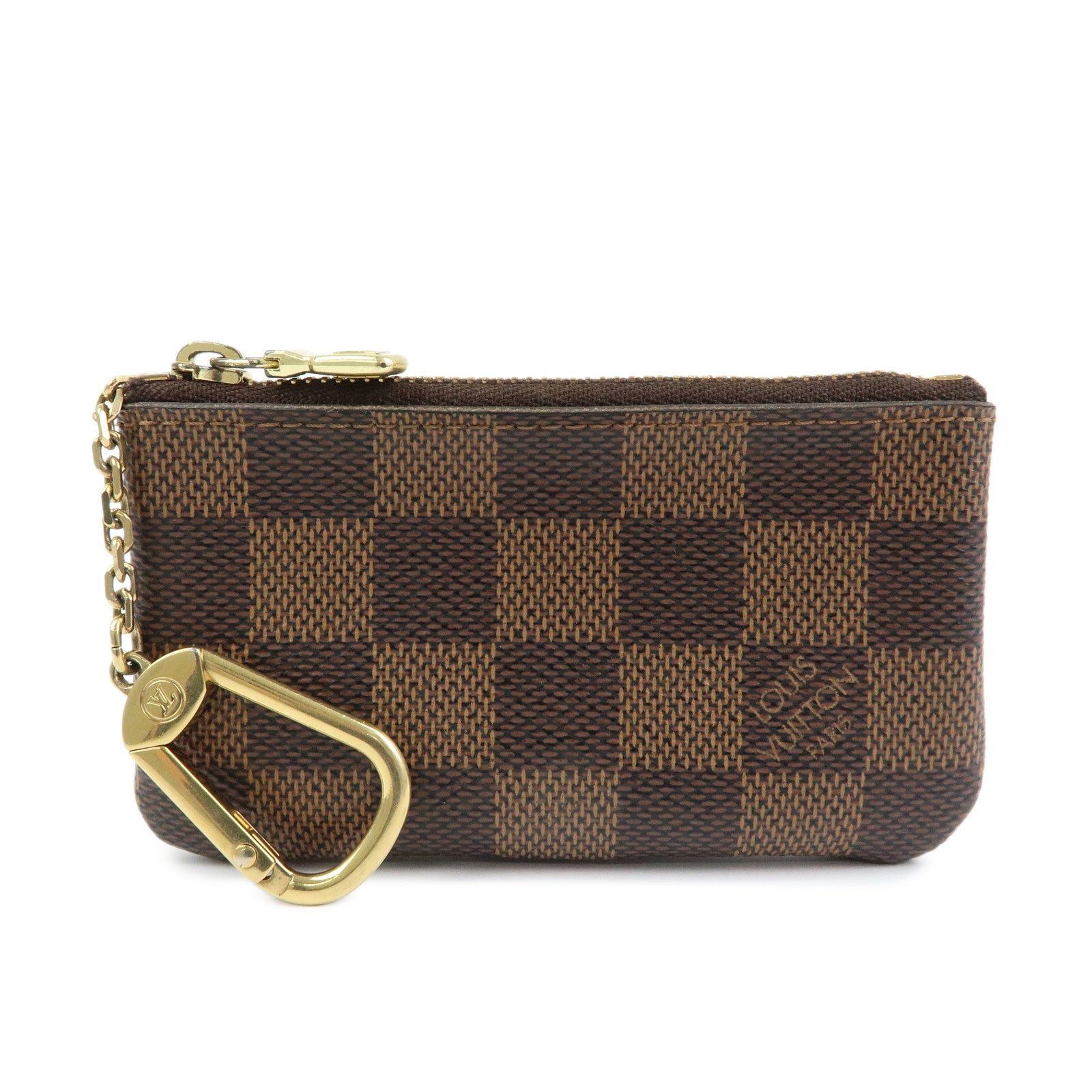 Louis Vuitton Damier Canvas Pochette Cles Coin Case Brown Ebene N62658