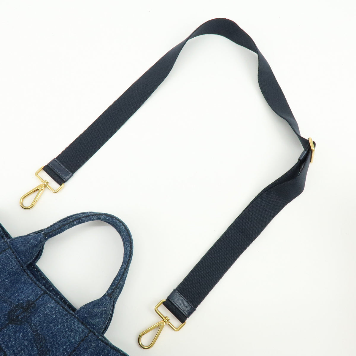 PRADA Canapa Mini Triangle Logo Denim 2Way Bag Hand Bag Blue 1BG439