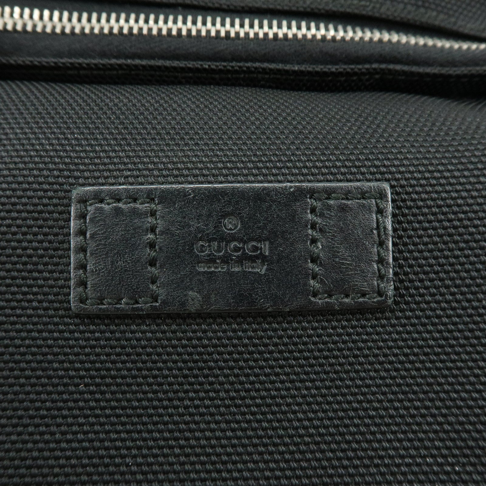 GUCCI Sherry Canavas Leather Waist Pouch Body Bag Black 353409