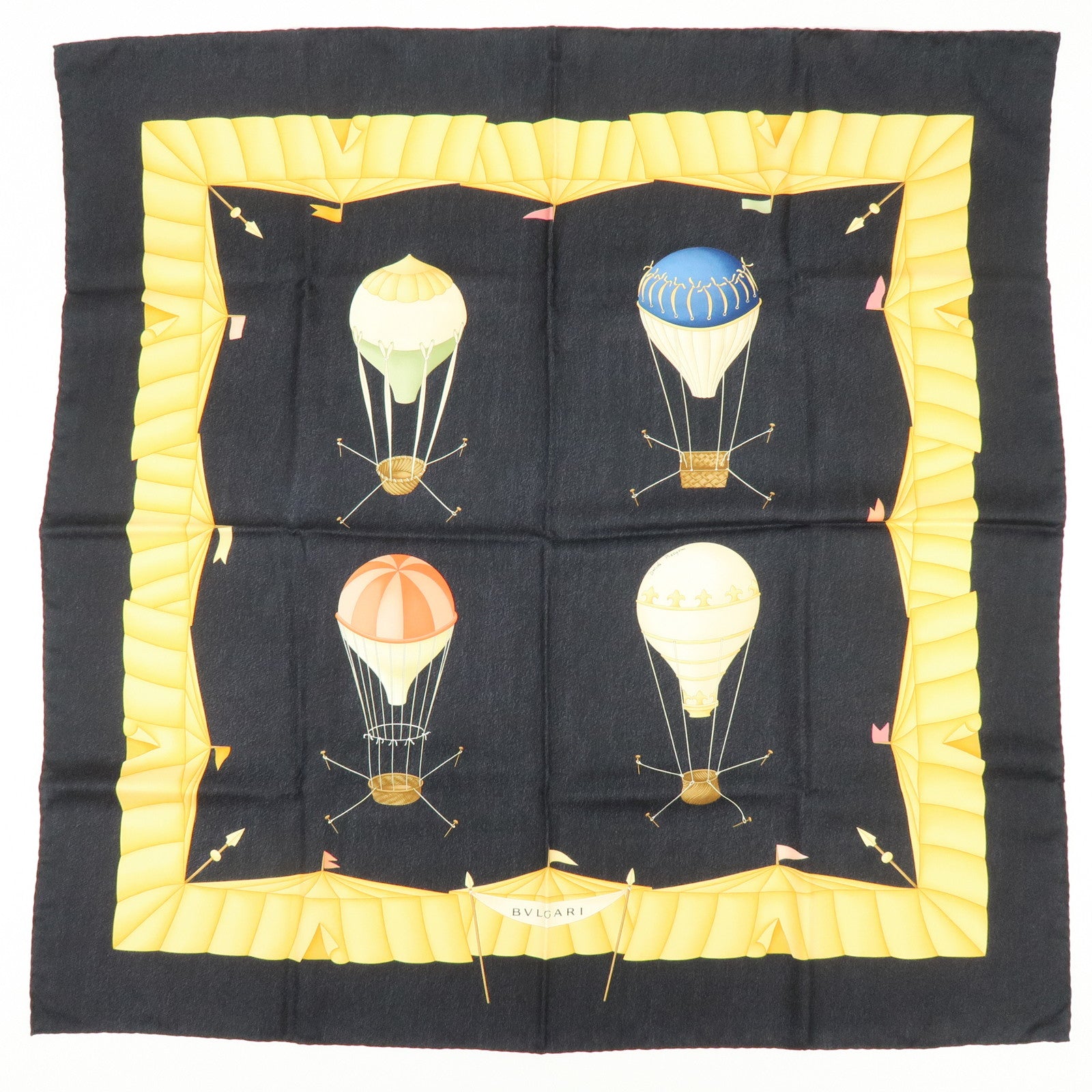 BVLGARI GIVENCHY Lot of 2 Silk 100% Scarf Black Yellow Light Purple