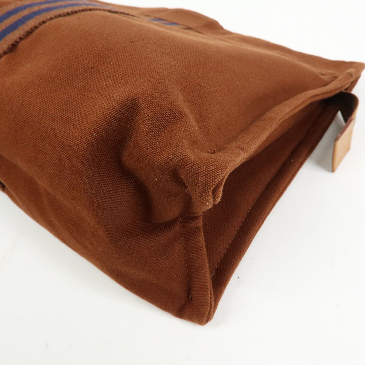 HERMES Fourre Tout Canvas Pouch Clutch Bag Maron Brown