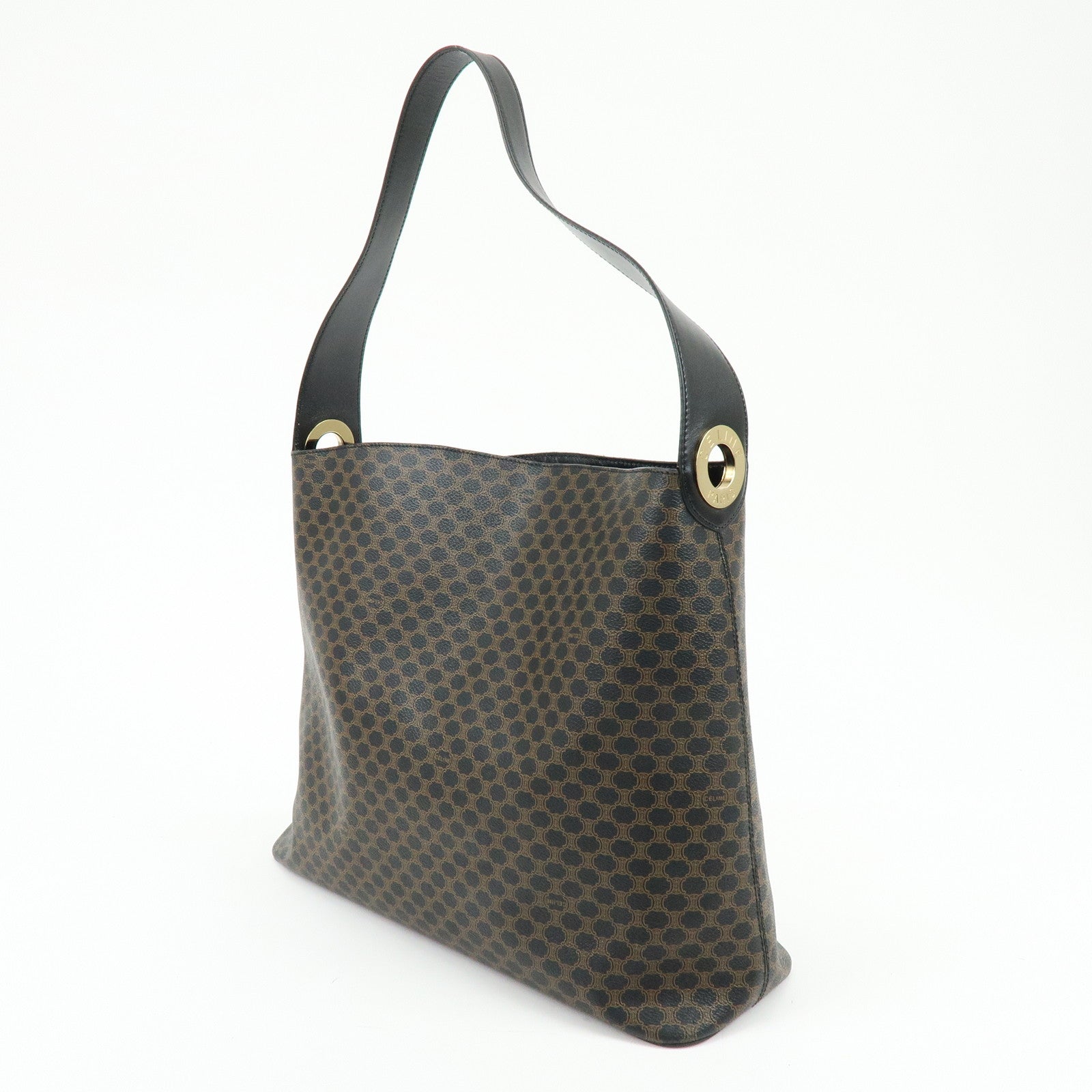 CELINE Macadam PVC Leather Shoulder Bag Brown Black