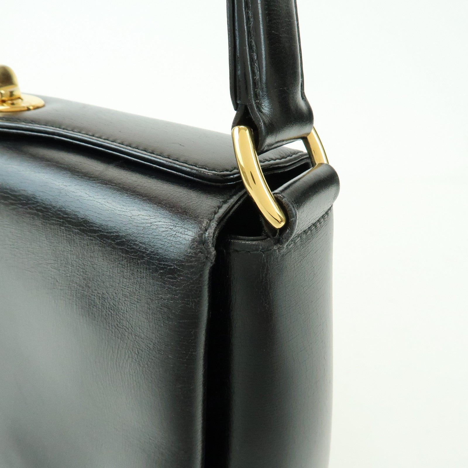 GUCCI Old Gucci Leather Hand Bag Top Handle Bag Black 000・26・0025