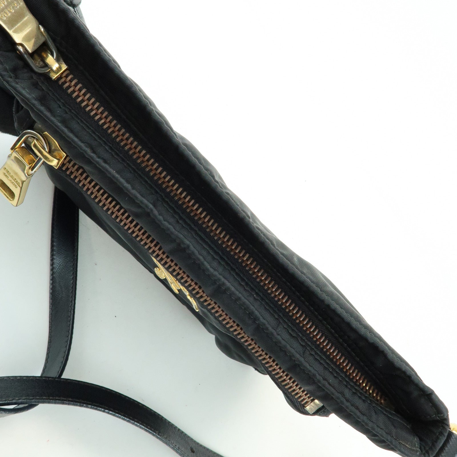 PRADA Nylon Saffiano Leather Shoulder Bag Crossbody Bag Black