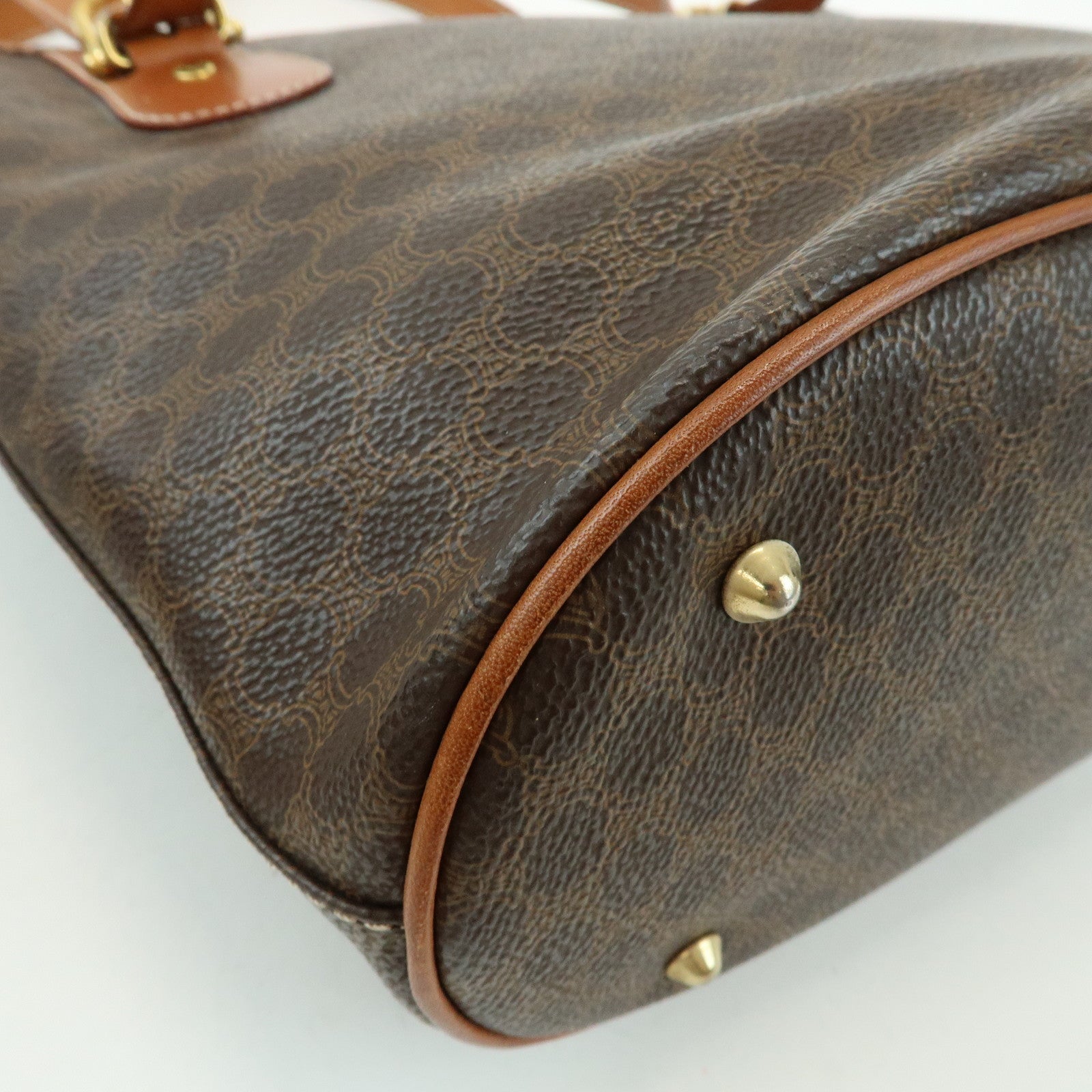 CELINE Macadam PVC Leather Tote Bag Hand Bag Brown