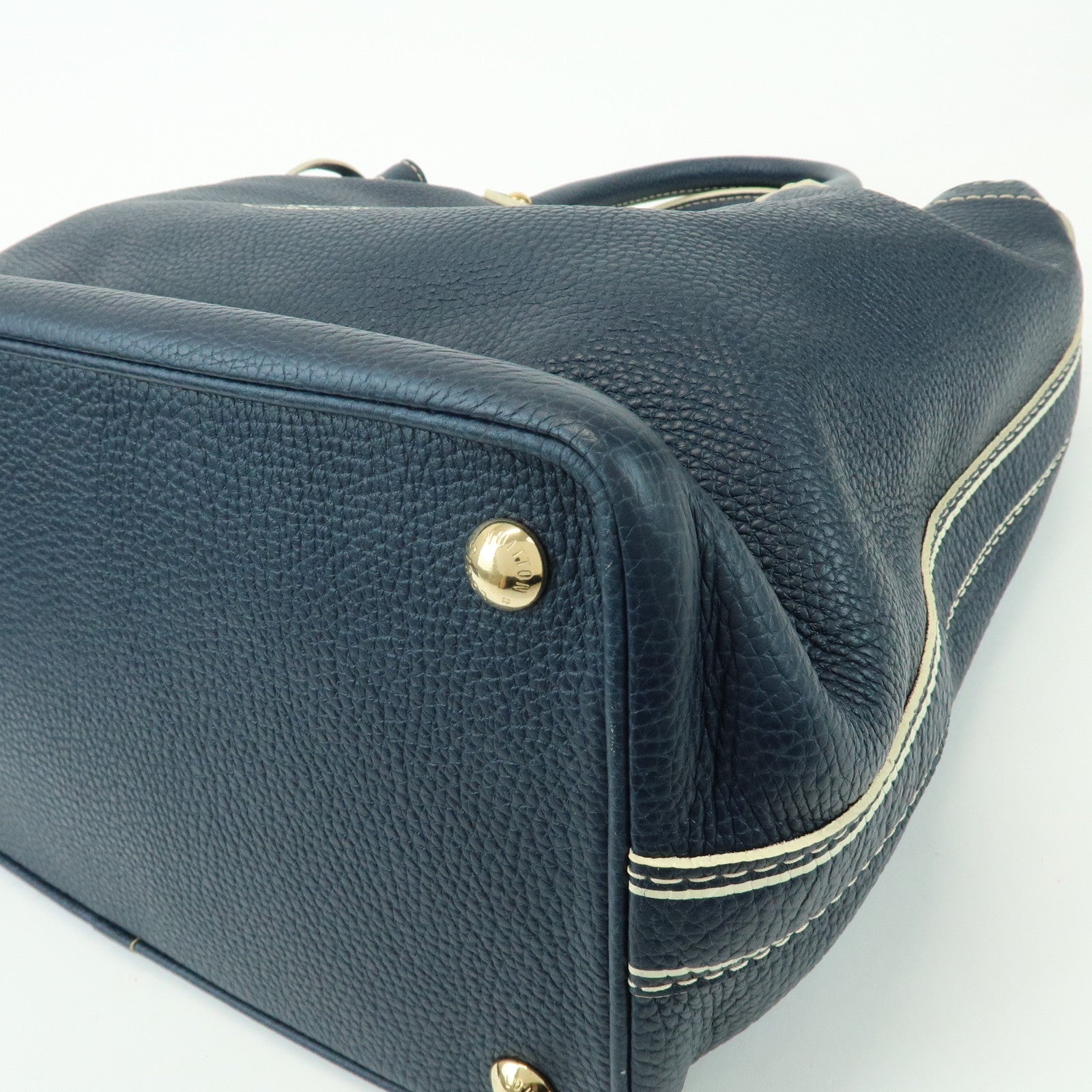 Louis Vuitton T&B Tobago Leather Shoe Bag Hand Bag Blue M95149