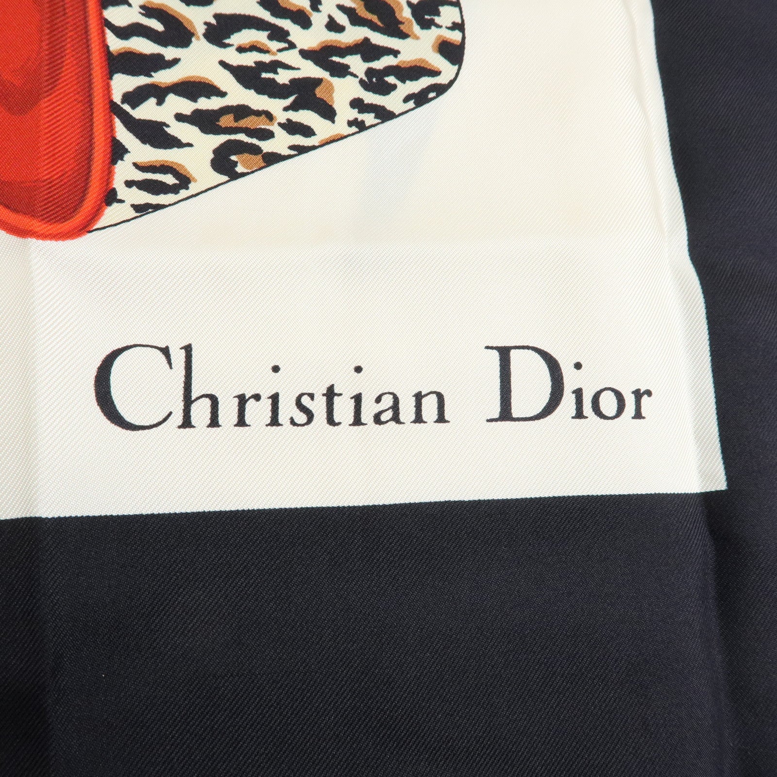 Christian Dior Silk 100% Scarf Parisian Accessories White Black