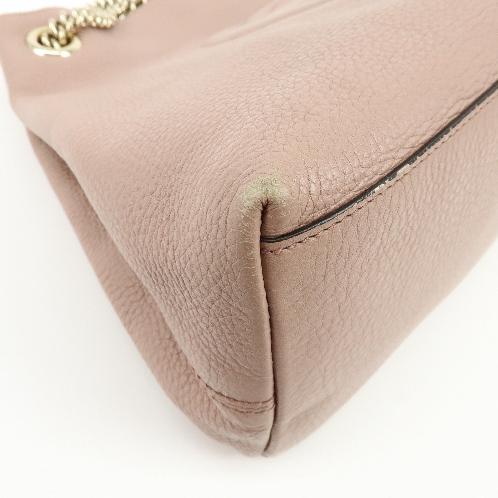 GUCCI SOHO Interlocking G Leather Chain Shoulder Bag Tassel Pink 308982