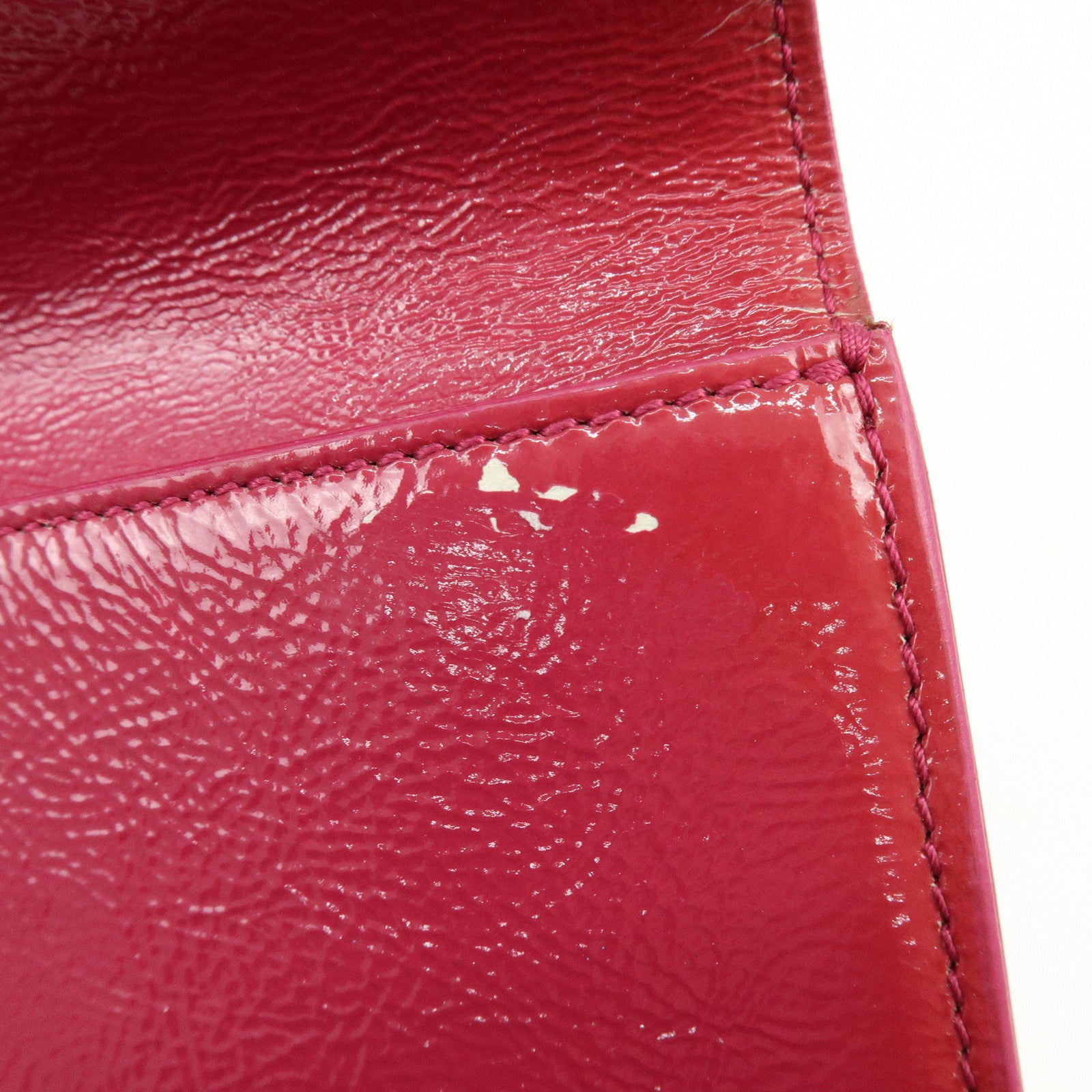 SAINT LAURENT PARIS Cassandra Patent Leather Clutch Bag Pink 203855